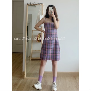 Váy hai dây kẻ caro (nhiều màu)