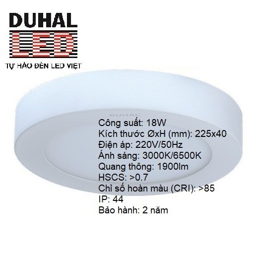 [DUHAL LED] ĐÈN LED PANEL ỐP TRẦN TRÒN 18W - KDGC518