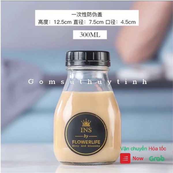 Chai thủy tinh nắp nhựa miệng rộng 300ml / Bình thủy tinh kèm nắp nhựa có dung tích là 300ml