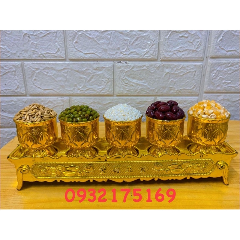 Khay ngũ đậu ly vàng chiêu tài lộc size to