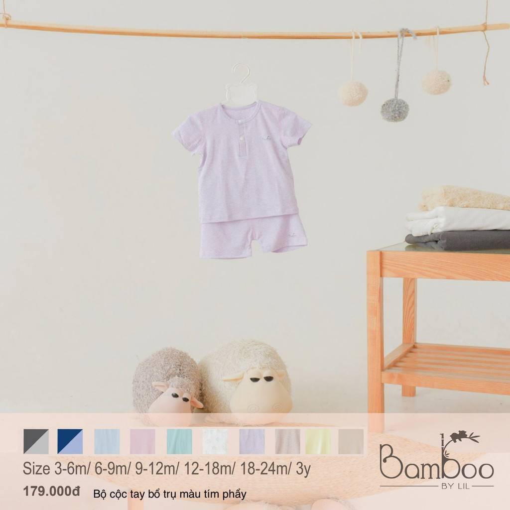 Bộ quần áo cộc tay bổ trụ cổ Bamboo by LIL