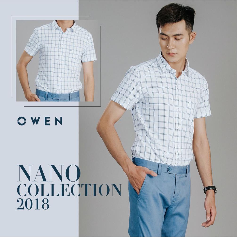 Sale Chính Hãng OWEN - Aó sơ mi ngắn tay nam Owen vải sợi bạch đàn siêu mềm mịn 20564 hot 🌺 neww * ! %