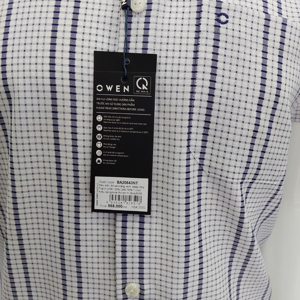 Áo Sơ Mi Nam Ngắn Tay Owen BA20643NT Somi Cộc Tay Công Sở Cao Cấp Màu Trắng Kẻ Sọc Xanh Chất Cafe Dáng Body Fit Tà Bằng | BigBuy360 - bigbuy360.vn