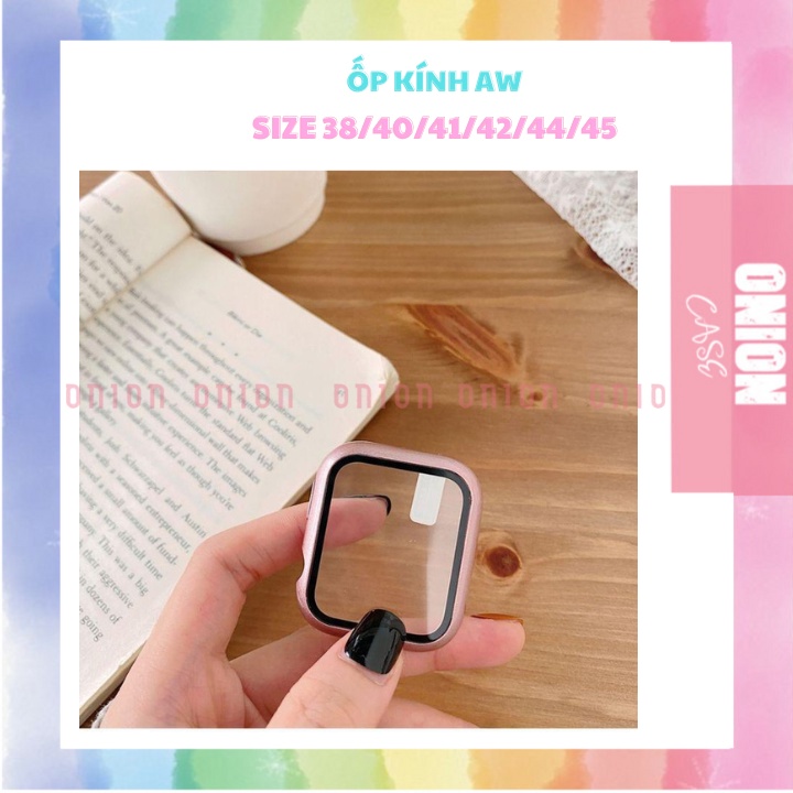 Ốp kính cường lực Full Mặt  Và Kèm Viền Cho Apw đủ mầu size 38mm 40mm 41mm 42mm 44mm 45mm