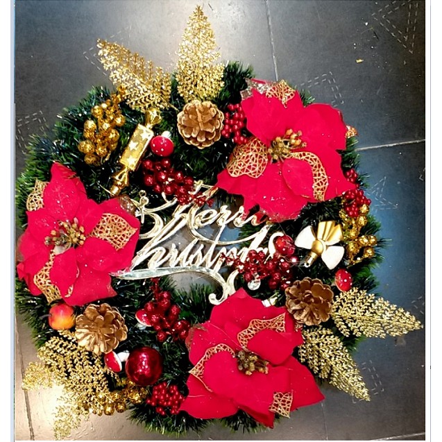Vòng nguyệt quế cỡ lớn- Vòng hoa trnag trí Noel hanmade đường kính 50cm