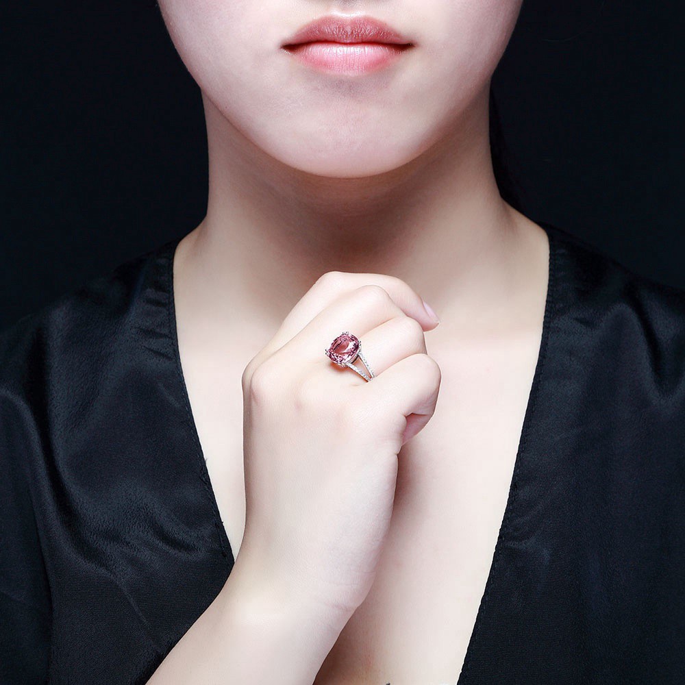 Nhẫn đính đá hồng sang trọng thời trang cho nữ