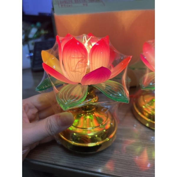 Cặp 2 Đèn thờ cúng hoa sen nhựa cao 12cm