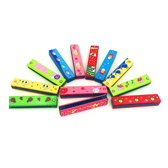 Đồ chơi kèn acmonica gỗ thổi kêu vui nhộn cho bé