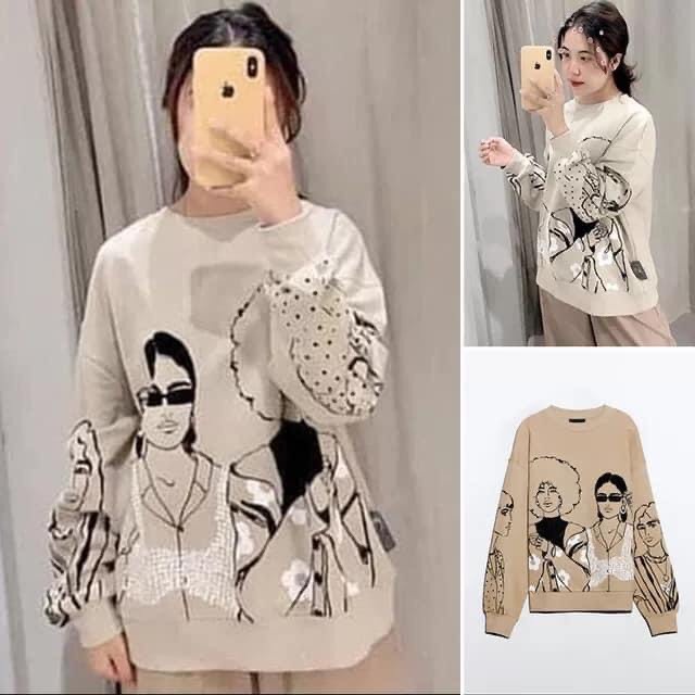 Áo Sweater Nỉ In Hình Cô Gái Áo Thun nữ Dài Tay Cổ Tròn,áo phông unisex | BigBuy360 - bigbuy360.vn