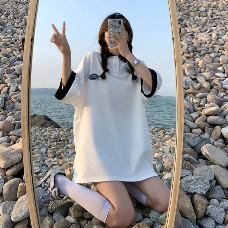Áo polo Tay Ngắn Dáng Rộng Thiết Kế Mới Thời Trang Dành Cho Nữ