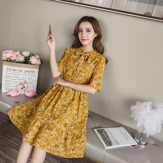 Váy voan hoa ngắn tay M080-1b