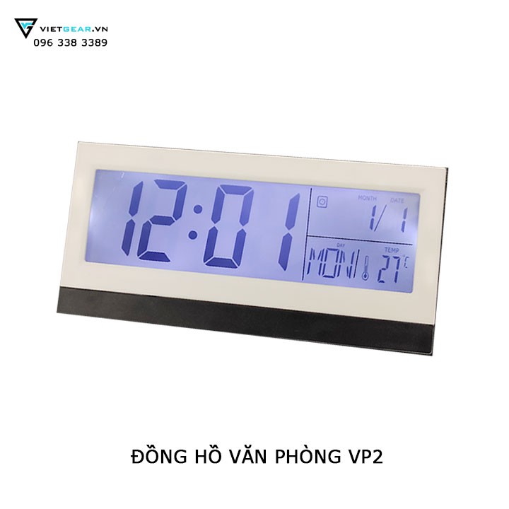 Đồng hồ văn phòng để bàn KADIO KD18522, đo nhiệt độ, báo thức, có led