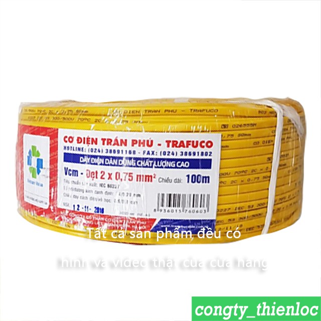 Dây Điện Đôi Trần Phú 2x0.75 2x1.0 2x1.5 2x2.5 Giá Bán Theo Mét (cắt theo yêu cầu)