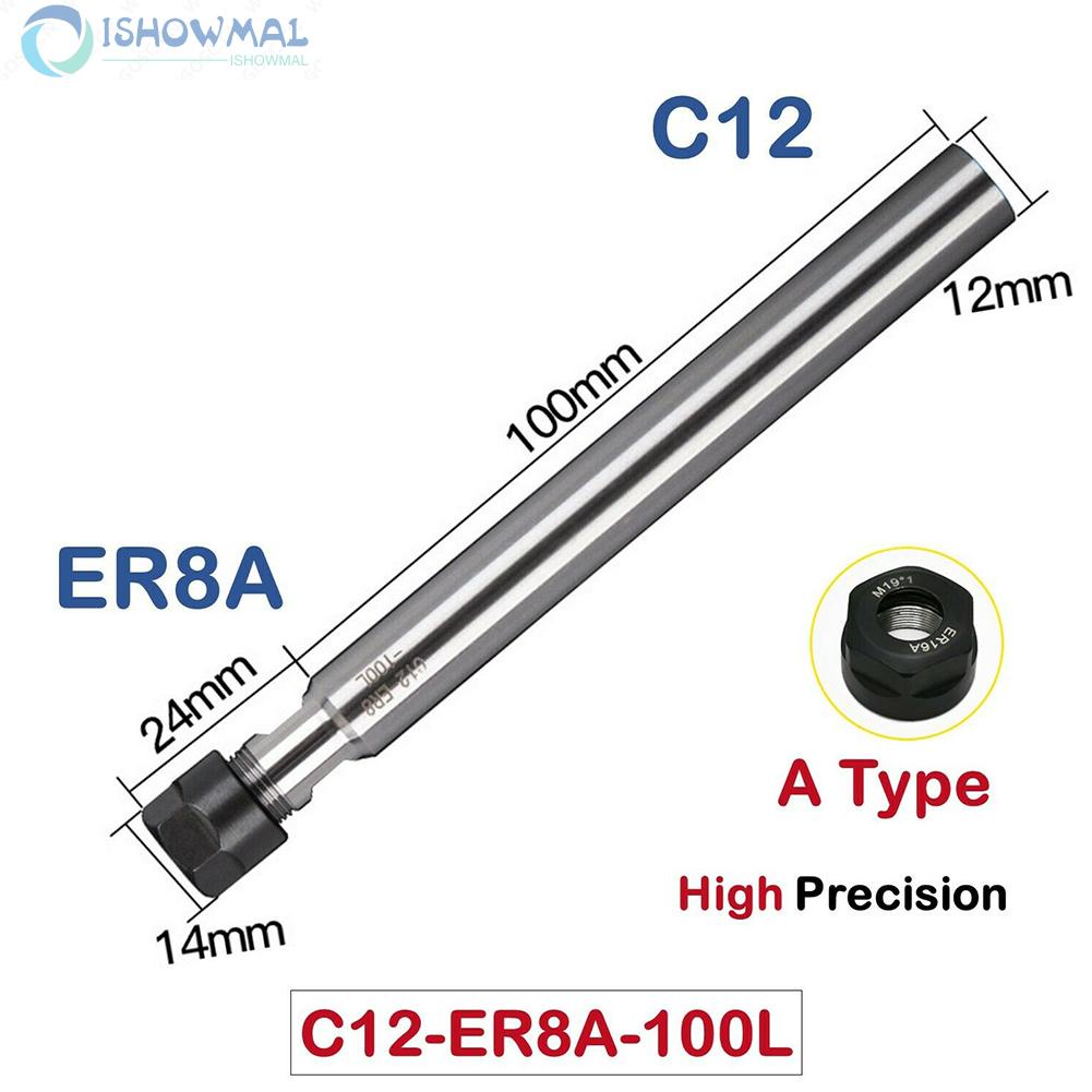 ⚡Hot Sale⚡C-8-10-12-16-20-25-mm ER-8-11-16-20-A Straight Shank Extension Mini Collet Chuck Brand New-ISHOW
