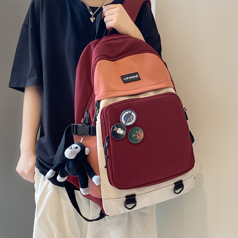 Ba lô học sinh màu sắc tương phản thời trang