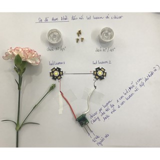 Combo bộ 02 Led Luxeon 1W HG (Đài Loan) + 2 chóa+ 1 driver
