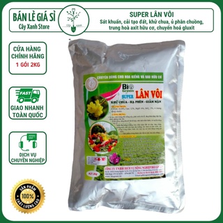 Vôi Bột 2kg Super Lân Vôi Khử Trùng Đất, Trộn Giá Thể, Khử Chua, Hạ Phèn, Giảm Mặn