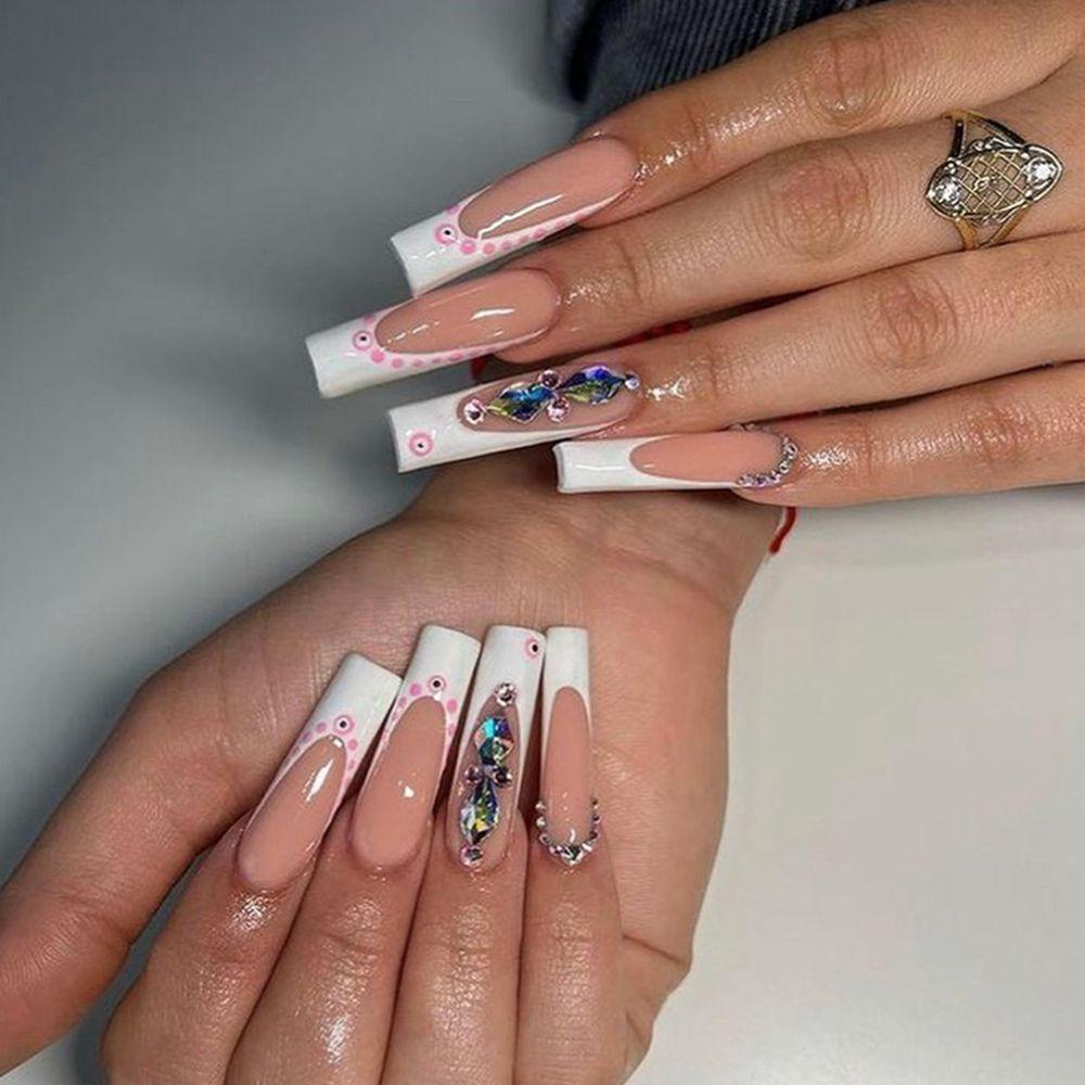 XIANTIN Hộp 24 Móng Tay Giả Che Phủ Toàn Diện Họa Tiết Hoa