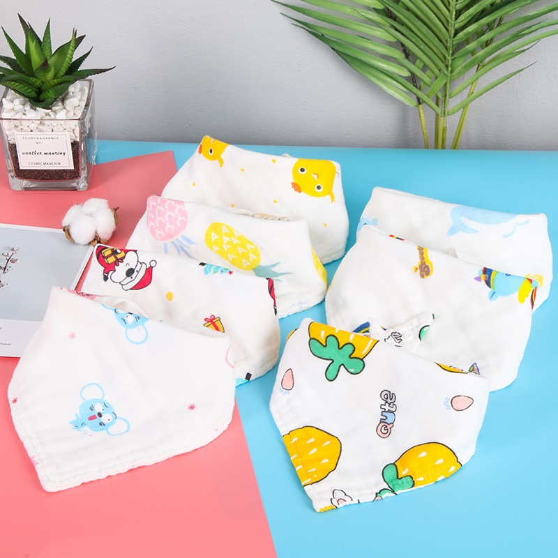 Khăn yếm xô tam giác 4 lớp cotton mềm mại cho bé