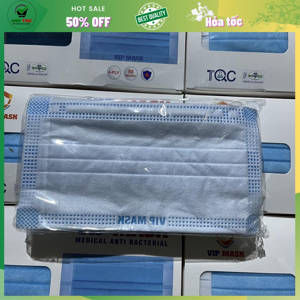 Nguyên thùng 50 hộp khẩu trang y tế 4 lớp màu xanh an toàn chất lượng