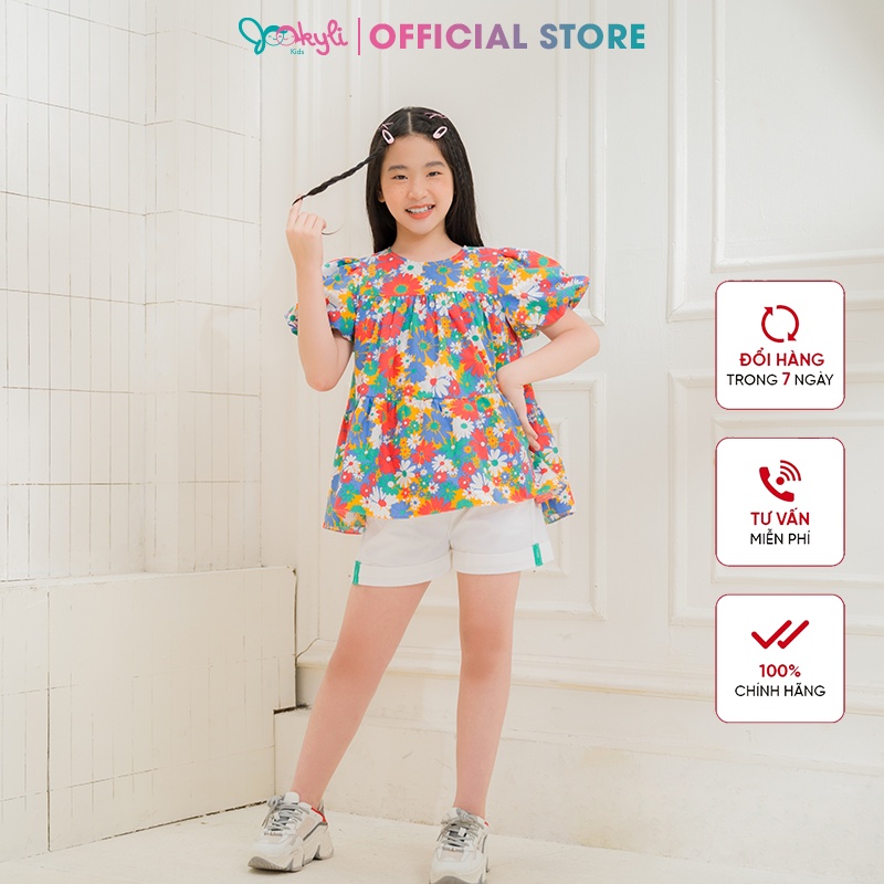Áo sơ mi JOOKYLI bé gái họa tiết hoa 16G0956