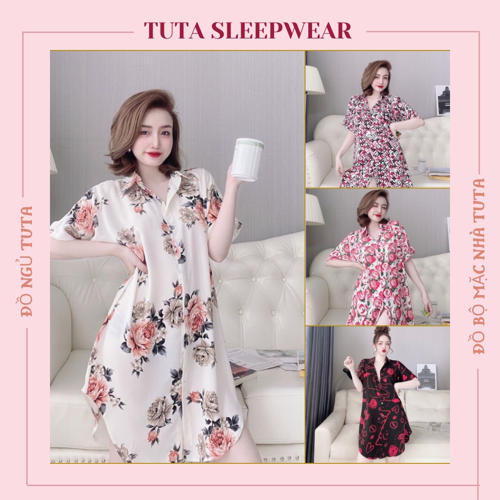 Đầm ngủ sơ mi bigsize chất lụa mango cao cấp