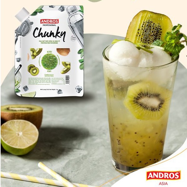 ANDROS - CHUNKY Mứt trái cây - Nguyên liệu pha chế - Túi 1 Kg