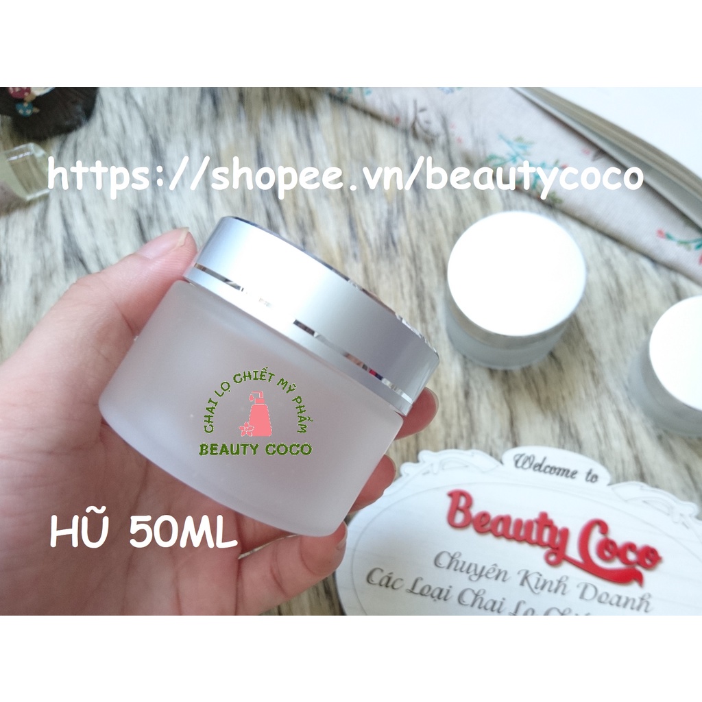 Combo 50 Lọ thủy tinh chiết mỹ phẩm 50g (hũ 50ml) nắp bạc