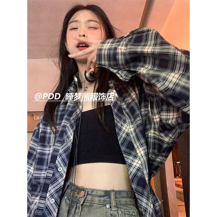 Áo Sơ Mi Tay Dài Dáng Rộng Họa Tiết Kẻ Sọc Phong Cách Cổ Điển Thời Trang Xuân Thu Cho Nữ