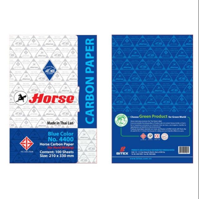 Giấy than Hourse màu xanh (1 xấp 100 tờ)