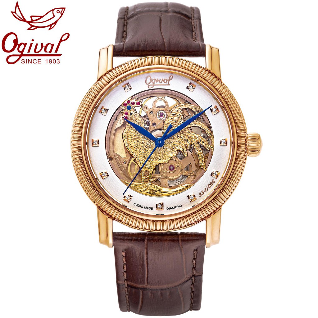 Đồng hồ nam mặt kính sapphire Ogival OG358.37AGR-GL