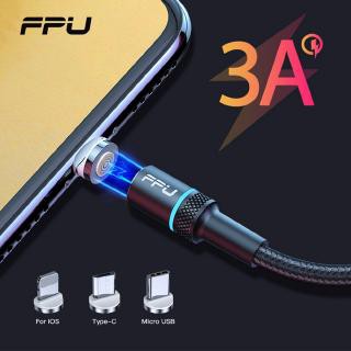 Cáp sạc nam châm 3 đầu xoay 360 độ iphone / android / type c có đèn led, sạc nhanh 2.4a