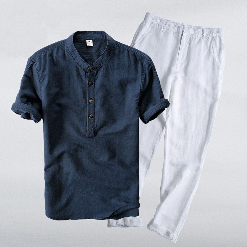 Quần Đũi khóa+Áo Sơ Mi Đũi Cao Cấp