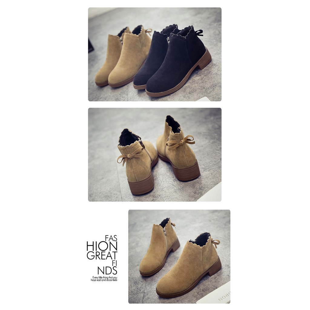 Boot nữ cổ ngắn da lộn giày nữ bốt bệt boots siêu đẹp M109 Mai Aries Store | BigBuy360 - bigbuy360.vn