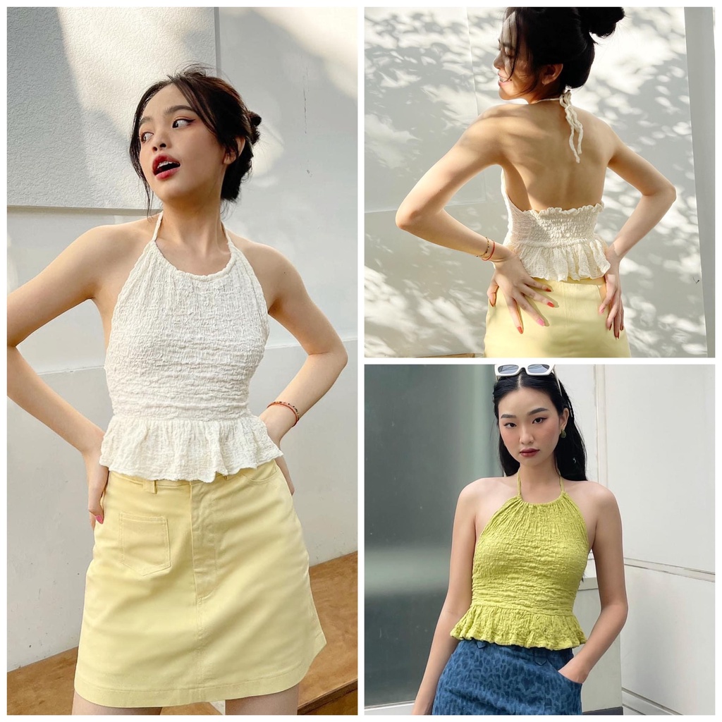 ÁO YẾM CHẤT LIỆU DÀU DẶN BA MÀU XINH XẮN CHO NGÀY HÈ - LONI CROPTOP