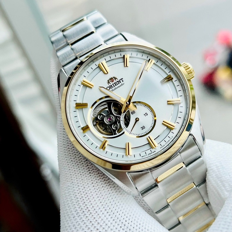 Đồng hồ nam dây thép Orient Small Second Open Heart Demi Gold RA AR0001S10B