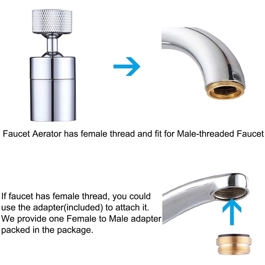 Đầu Vòi Lọc Nước Xoay 720 Chống Bắn Tung Tóe Tiết Kiệm Nước