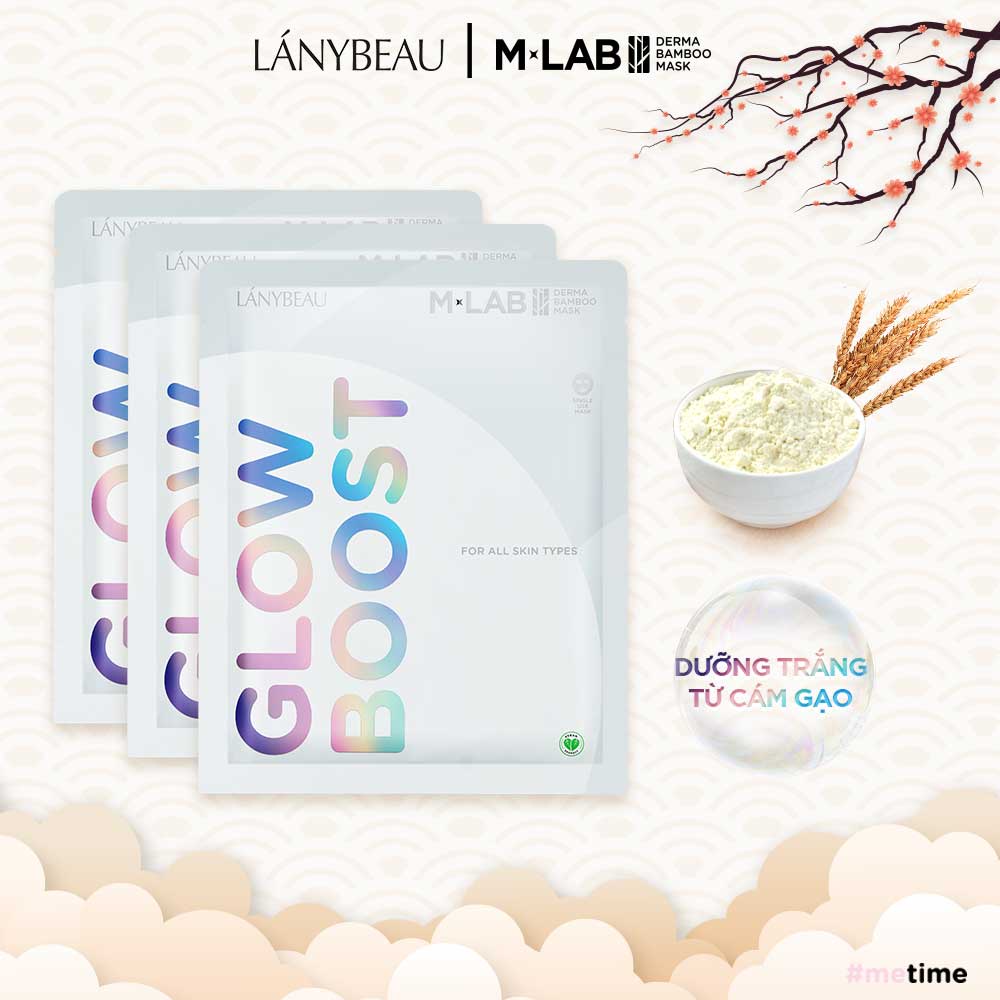 Mặt nạ dưỡng da trắng sáng, đều màu M-lab Derma Bamboo Glow Boost - 1 hộp 3 miếng (28g/miếng)