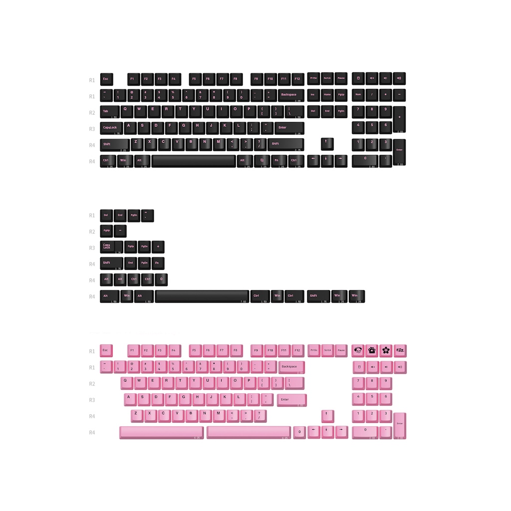 [Mã 44ELSALE2 giảm 7% đơn 300K] Bộ Keycap AKKO Black Pink (Cherry Profile - 229 Keys)