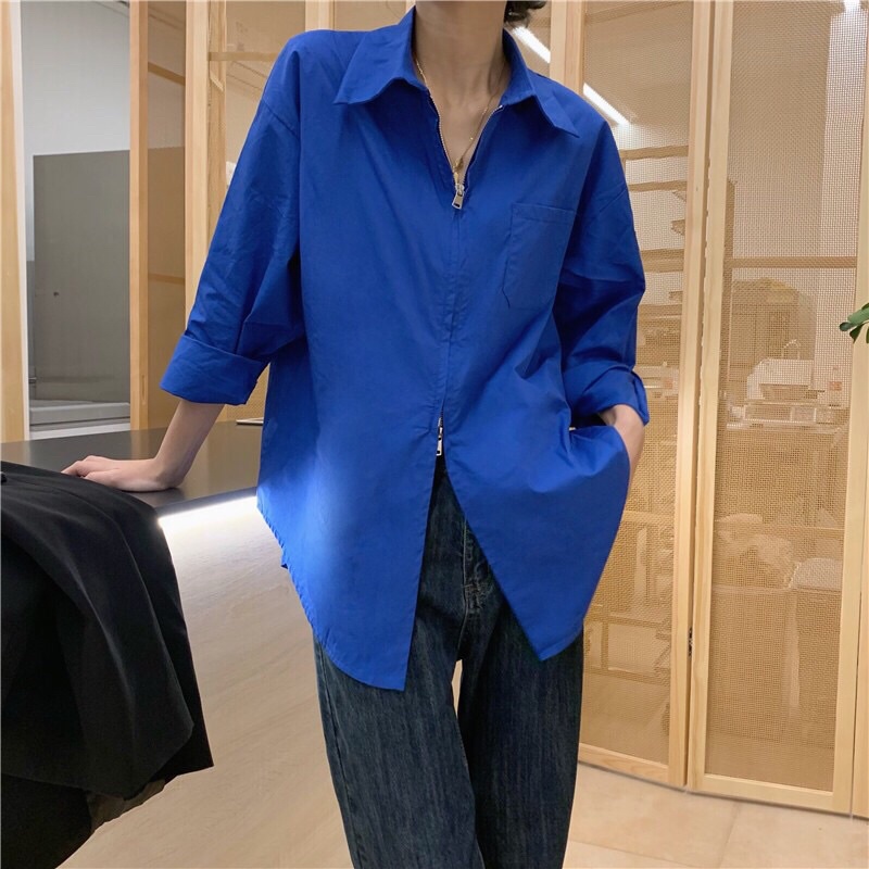 Áo Sơ Mi Màu xanh nước biển (Trend) order TaoBao