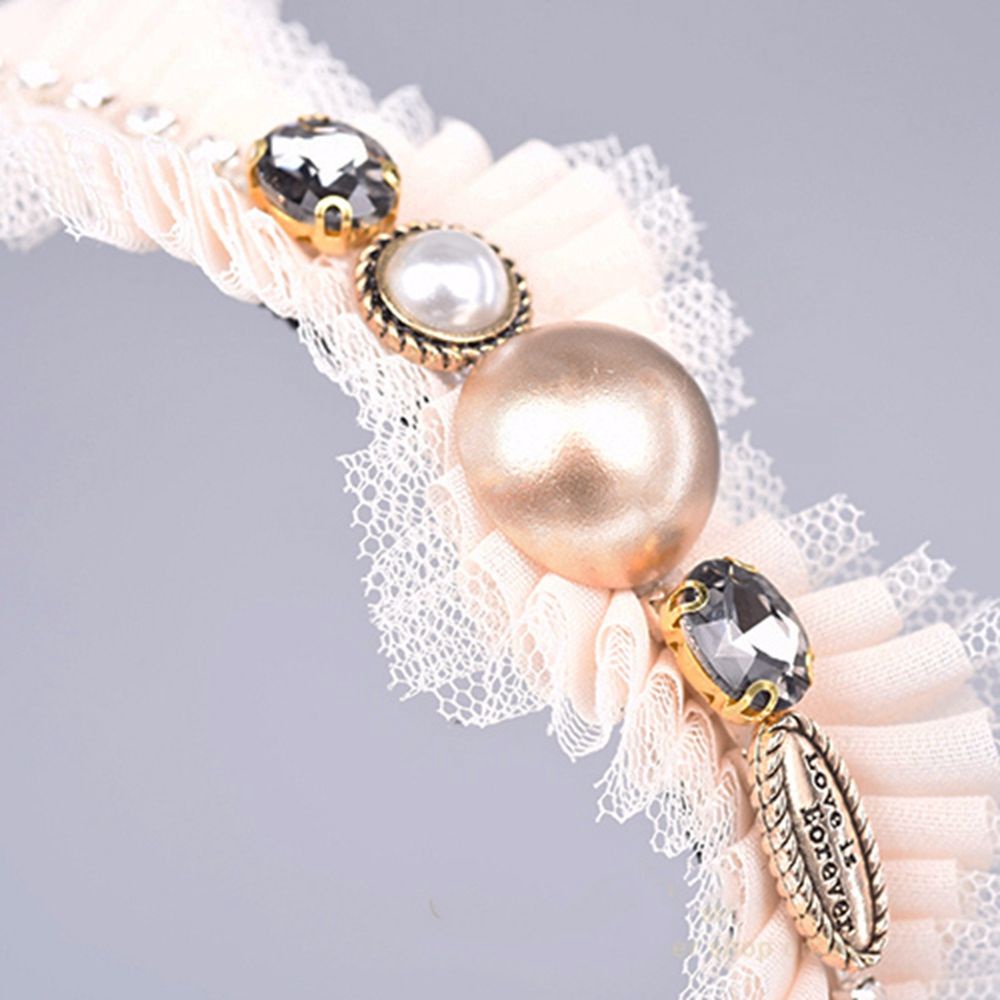 Băng Đô Cài Tóc Vải Lưới Đính Ngọc Trai Phong Cách Hàn Quốc Cổ Điển Cho Nữ