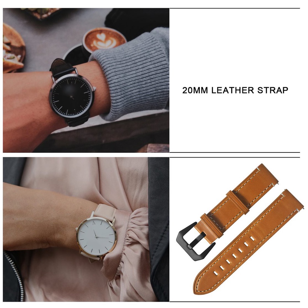 [LED]⭐Watch Stainless Steel Plating Buckle Retro Texture Handmade Leather Strap