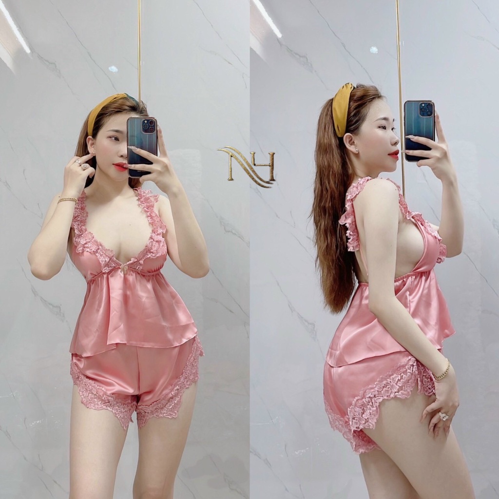 Đồ ngủ nữ sexy bộ lụa mặc nhà gợi cảm lụa satin cao cấp