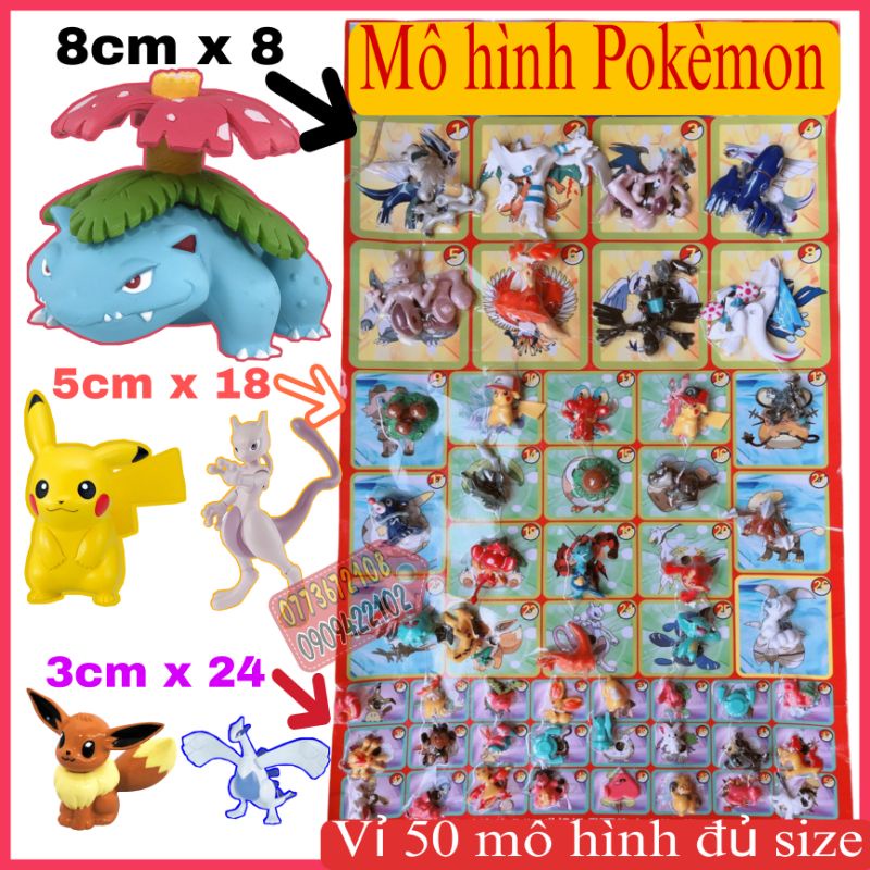 Sỉ vỉ 50 con thú nhựa pokemon loại VIP