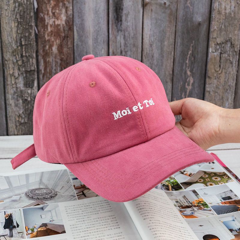 Mũ Lưỡi Trai Thêu Chữ Màu Hồng Phong Cách Hàn Quốc Thời Trang Cho Nữ