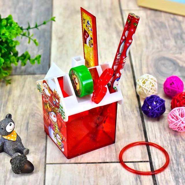 Ống cắm bút hình ngôi nhà Noel, Hộp đựng bút hình noel