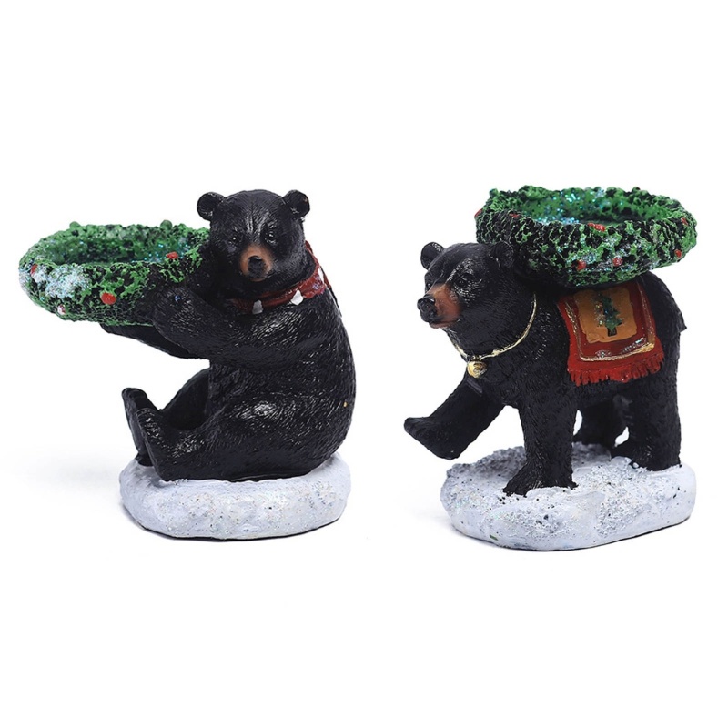 Chân Nến Bằng Nhựa Resin Màu Đen Hình Gấu Dễ Thương Trang Trí Nhà Cửa