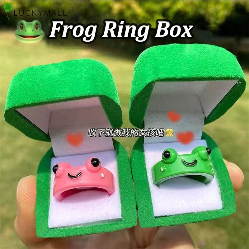 Hộp Đựng Nhẫn Hình Ếch / Dâu Tây Màu Xanh Lá Dễ Thương Cho Nam / Nữ