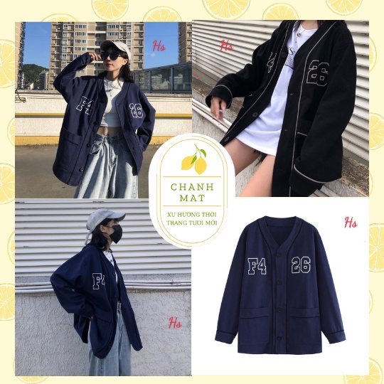 🍋 [HÀNG CÓ ẢNH/VIDEO THẬT + ĐÁNH GIÁ] Áo Khoác Cardigan Phối Viền In F4 26 CHANH MAT🍋 | BigBuy360 - bigbuy360.vn