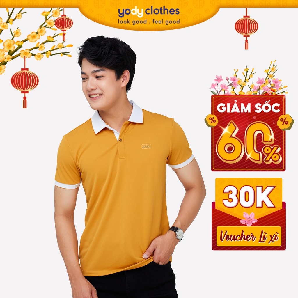 Áo thun polo nam YODY sợi cafe tay ngắn cổ bẻ thoáng mát chuẩn form APM3635